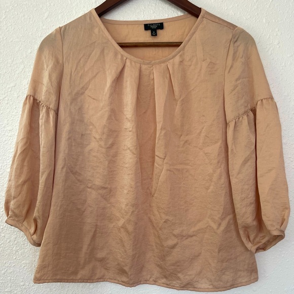 Talbots petite size 2 Champagne crinkle top long blouse - Picture 1 of 6